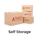 A family storage has moving boxes