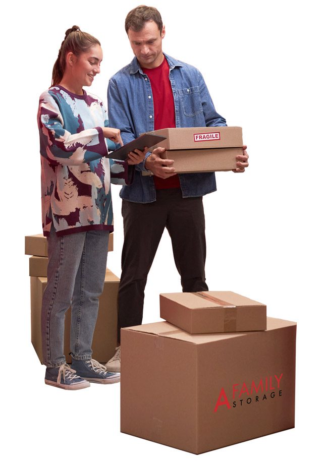 Couple with boxes A Family Storage